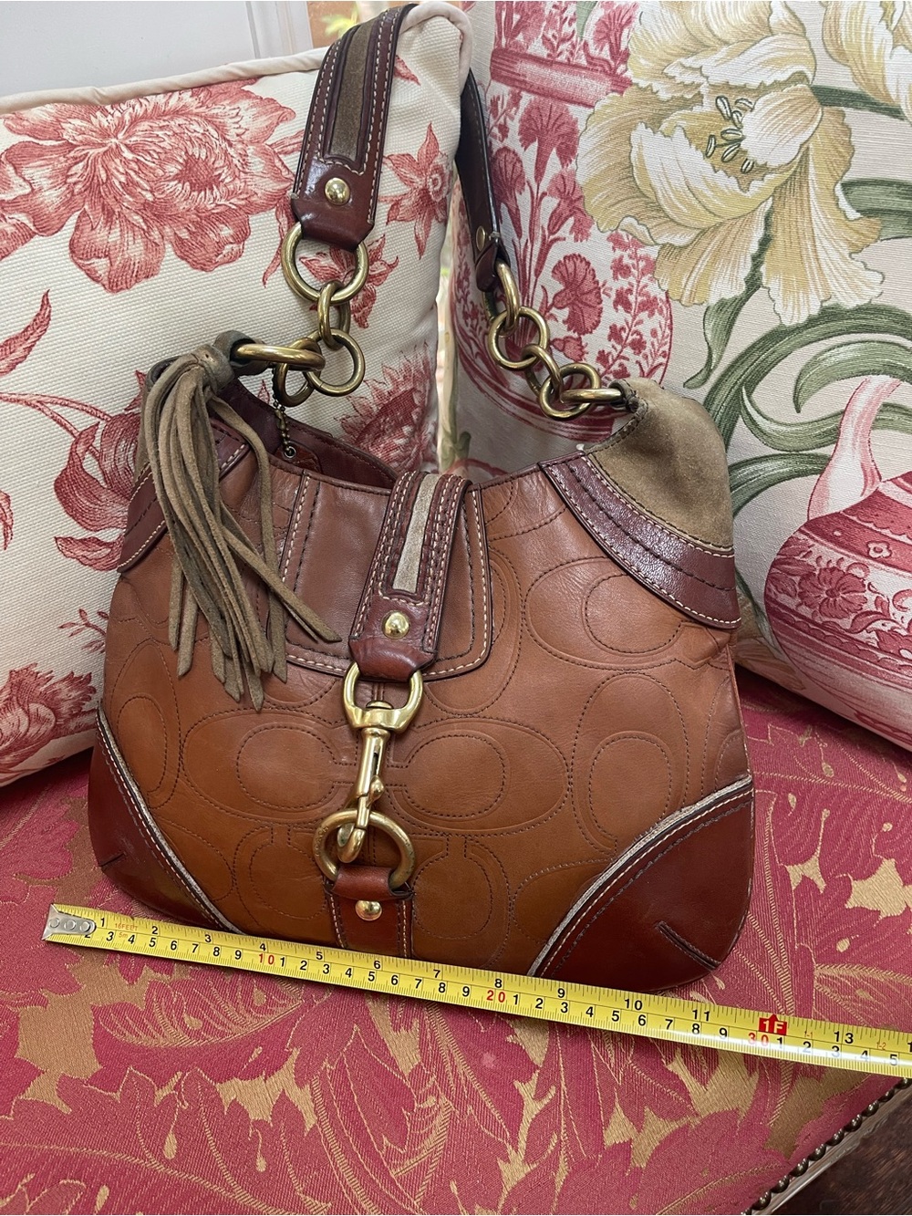 Coach Y2K Brown Embossed Leather Shoulder Bag